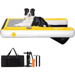 Inflatable Dog Dock Ramp Boat Pool Ramp for Large Dog Up to 200 lbs (58" x 38" Yellow)