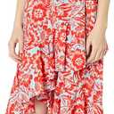 Eliza J Women's Petite Size Style Crepe De Chine Spaghetti Strap Printed Floral Dress, Aqua, Size 8