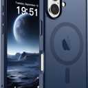 SUPFINE Magnetic for iPhone 17 Case (Compatible with MagSafe)(Military Grade Drop Protection) Translucent Matte Shockproof with Anti-Fingerprint Phone Cover,Dark Blue