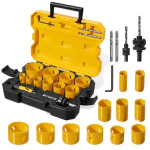 KATA Bi-Metal Hole Saw Kit, 18 Piece M42 Steel Hole Saw Set with 3/4"-2-1/2"(19-64mm) Saw Blades, Hole Saws Drill Bits Hole Cutter Kits with Storage Case, Holesaw Cutting for Thin Metal, Hard Wood