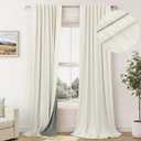 Floor to Ceiling Curtains 104 Inch Long 2 Panel Sun Light Blocking Bohemian Soft Natural Linen Textured Blackout Thermal Insulated Drape for Bedroom Dining Room Privacy Moody Vintage Cottagecore Cream