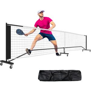 22ft Pickleball Set with Net, Portable Ball Net with Wheels, Steady Metal Frame with Carrying Bag for Backyards Driveways Outdoor Indoor and for Teens Families Professionals (Black)