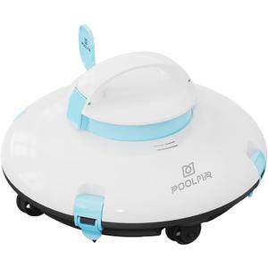 Cordless Robotic Pool Cleaner, Automatic Above Ground Pool Vacuum with 70 Mins Runtime, 15KPa  Strong Suction, Self-Parking, Ideal for Flat Swimming Pools, Teal