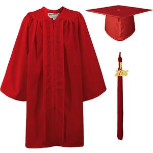 GraduationMall Matte Kindergarten Graduation Gown Cap Set with 2026 Tassel (Red, M)