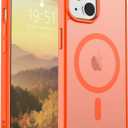 SUPFINE Magnetic for iPhone 15 Case (Compatible with MagSafe) (Military Grade Drop Protection) Slim Translucent Matte Shockproof with Anti-Fingerprint Phone Case, Orange