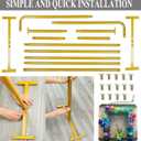 LANGXUN Heavy Duty Metal Square Backdrop Stand Arch for Wedding Birthday Graduation Decorations, Ceremony Reception, Event Party Supplies, Baby Shower Photo Booth Background Supplies (Gold), 8ft x 10ft