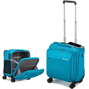 Hanke 16 Inch Underseat Carry On Luggage with Wheels Small Suitcase Softside Luggage Bags for Travel Lightweight Suitcases with Wheels Travel Luggage Personal Item for Men and Women(Caribbean Blue)