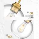 2 Pack Pendant Lights Kitchen Island, 8" Gold Pendant Light Fixtures with Globe Clear Glass Shade, Modern Brass Kitchen Island Lighting for Bathroom, AD-22280-2PL-GD