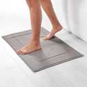 Amazon Basics Banded Bathroom Bath Rug Mat, Powder Gray, 31 inches L x 20 inches W