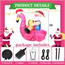 Hawaiian Christmas Santa on Flamingo Inflatable Decoration 5ft Tropical Santa Blow up Beach Christmas Inflatable Outdoor Decor with LED Light Xmas Flamingo Pool Floating for Outside Holiday Garden