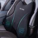 QUTOOL Lumbar Support Pillow for Car, Truck Accessories Travel Essentials, Memory Foam Back Cushion for Driving Seat, Back Pain Relief, Washable Cover, Lower Back Support Fits Most Cars(Black)