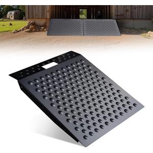 VNN 29" x 24" Shed Ramp for Riding Mower - 750 LB Capacity Shed Ramps, Anti-Slip Punch Plate Ramp for ATV, Motorcycles, Garages & Barns (1PC,Black, Alloy)
