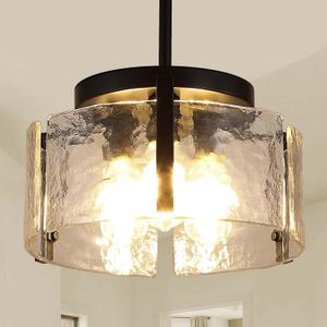 Black Chandeliers for Dining Room Light Fixture, Foyer Lighting Fixtures Pendant Lights Kitchen Island, Adjustable Glass Modern Farmhouse Chandelier for Entryway, Bedroom, Bathroom, Foyer, Living Room