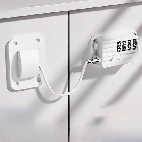 Refrigerator Lock,Combination Lock for Fridge,Window Safety Lock,Cabinets and Drawers,Easy Install No Keys Needed (White)