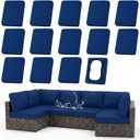 hyha Waterproof Outdoor Cushion Covers for Patio Furniture, Stretch Patio Chair Cushion Slipcovers, Coated UV Resistant Replacement Seat Covers, Solid Color (Navy, 14PC)