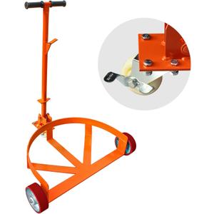 55 Gallon Drum Dolly, 1200 lbs Load Capacity, Adjustable Handle Barrel Dolly Cart with One 360 Swivel Lockable Wheel, Low Profile Steel Oil Drum Caddy for Warehouse, Workshop, Factory, Dump Station
