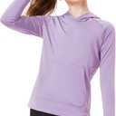 FitsT4 Sports Kids UPF50+ Sun Shirt with Pockets Thumbholes Girls Lightweight Quick Dry UV Protection Long Sleeve Hoodie (Large, Purple)
