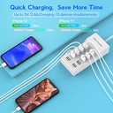 USB Charger Station Block with Rapid Charging Auto Detect Technology Safety, 10-Port Family-Sized Smart USB Ports for Multiple Devices Smart Phone Tablet Headphones