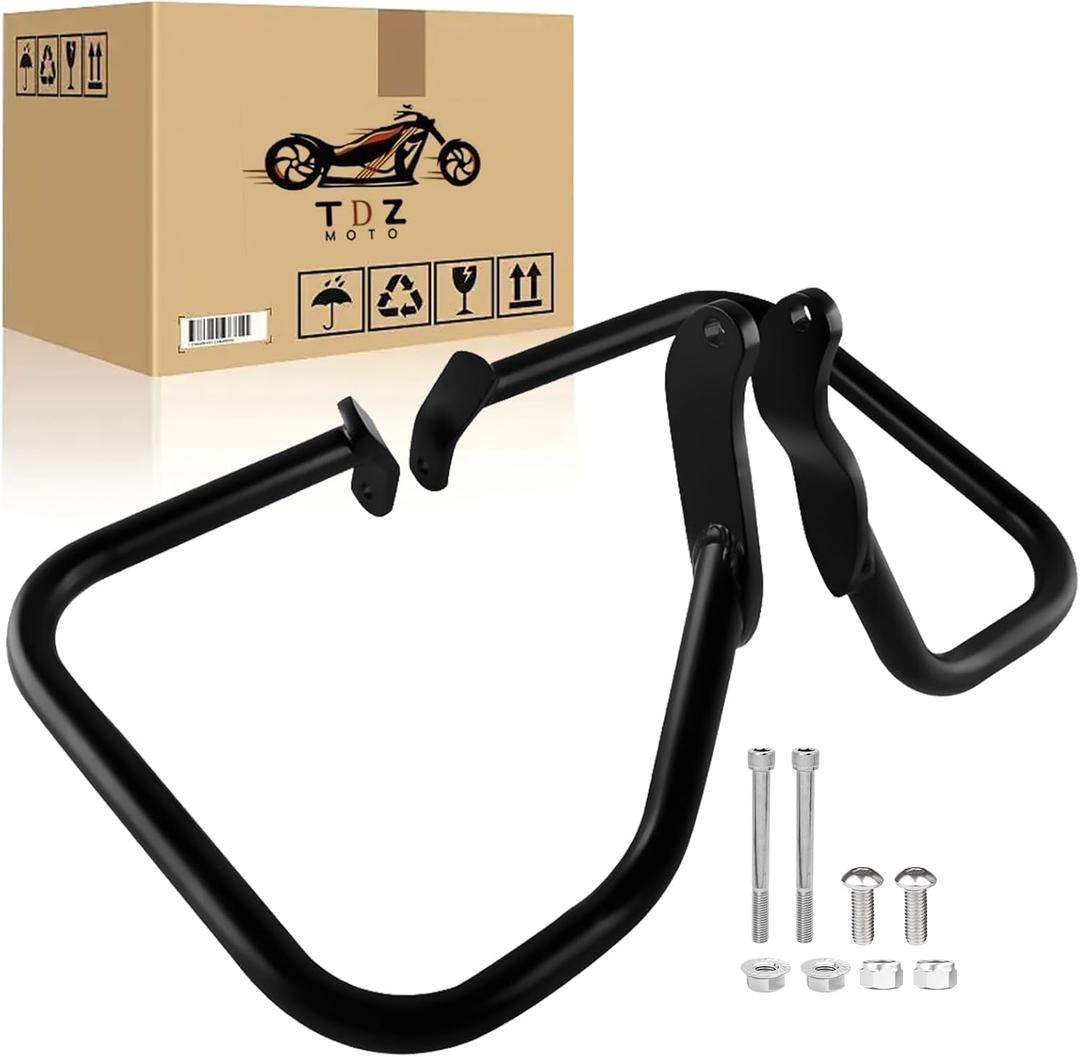TDZ Black Saddle Bag Guards Rear Crash Bars for Harley Sport Glide FLSB 2018-2023, Low Rider ST FXLRST 2022-2024