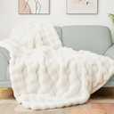 Latepis Luxury King Faux Fur Throw Blanket Fuzzy for Bed Soft Thick Blankets for Sofa Cute Plush Fuzzy Warm Blanket for All Seasons Ideal Gifts Furry Blankets Beige 90x108 Inch, 860gsm