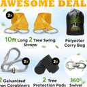Safe Tree Swing Hanging Kit (Set of 2) - 10ft Long Straps with Two Alloy Carabiners and 2200 Lb Breaking Strength - Easy & Fast Installation for All Types of Swings and Children