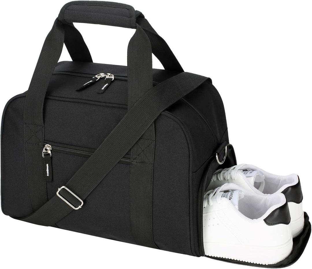 SeaRock 14 inch Small Gym Bag for Men & Women, Mini Duffle Bag with Shoe Compartment, Carry On Duffel Bag for Travel Sports, Black