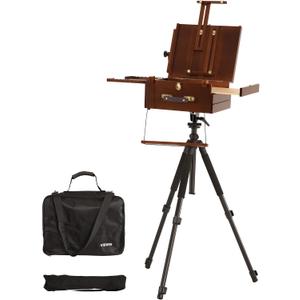 VISWIN Portable Plein Air Easel, Pochade Box with Aluminum Tripod & 2 Nylon Carry Bags, French Tabletop & Floor Easel Stand for Painting, Displaying Outdoor, Travel Easel for Artist, Adult, Beginner