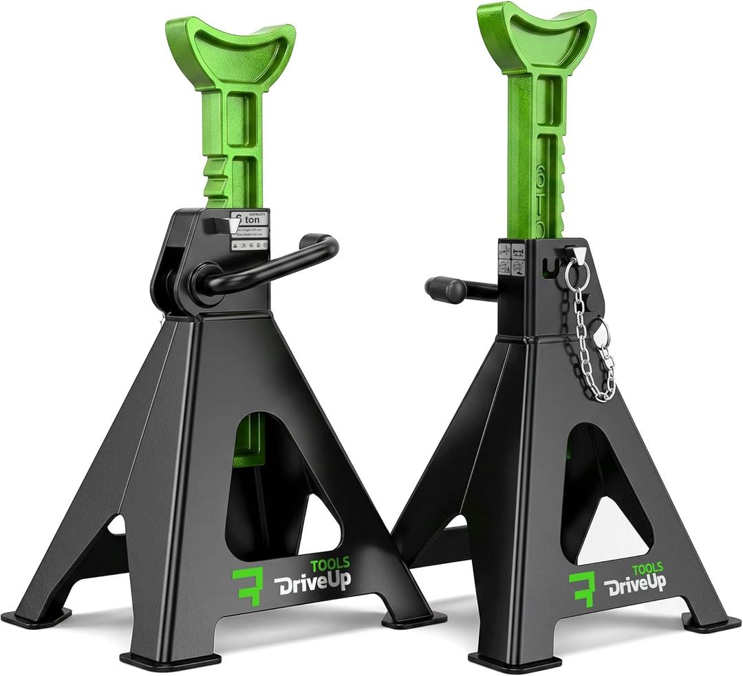 Jack Stands, 6 Ton (13,000 lbs) Capacity Heavy Duty, Double Locking Pin Safety, 14.2-23 Inch Adjustable Height Car Jack Stands for SUV, Truck, Van, Jeep, UTV/ATV - Pair (Green-Black)