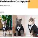 DENTRUN Cat Tuxedo Outfit, Sphynx Cat Costume Formal Suit with Bow Tie, Stylish Cat Shirt Fashion Apparel Fancy Clothes, Kitten Formal Attire Wedding Onesie Costume for Cats Only