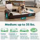 Furhaven Orthopedic Dog Bed for Medium/Small Dogs w/ Removable Bolsters & Washable Cover, For Dogs Up to 35 lbs - Two-Tone Plush Faux Fur & Suede L Shaped Chaise - Espresso, Medium,30"L x 20"W x 6"Th