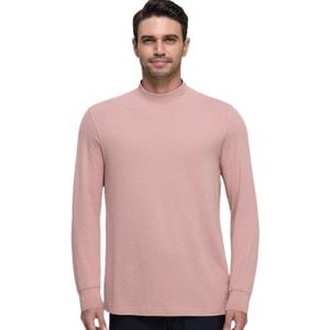 Long Sleeve Shirts for Men Mock Turtleneck Moisture Wicking Business Casual Pullover Undershirts Mens Tee Shirt Top (Pink, XL)