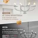 YUNNIX 8 Light Brushed Nickel Chandelier for Dining Room, 30 Inch Wagon Wheel Light Fixture, UL Whole Fixture, Silver Modern Farmhouse Candelabra Chandelier with Chain for Living Room, Entrance, Foyer