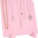 Tondiamo 9 Inch Velvet Necklace Jewelry Display Stands Organizer Necklace Storage Holder for Home Shop Show(Pink)