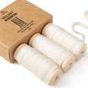3 x Vitalizart Ivory Velvet Ribbon Set 3/8" x 15 Yd Wooden Spool Fabric Trim 3 Rolls * 5 Yd for Christmas Wreath Decoration Handmade Craft Ornaments Gift Wrapping & Bow Making