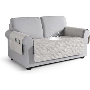 VANSOFY Couch Cover, Waterproof Sofa Covers Washable Slipcover Furniture Protector Couch Seat Covers Non-Slip Couch Cover for Dogs, Pets(Loveseat, Off White) (Loveseat(Seat Width: 47.2"))