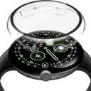 Misxi 2-Pack Shockproof Case with Screen Protector Compatible for Google Pixel Watch 4 (2025) 45mm, Direct Charging High Sensitivity Curved Protective Cover with Tempered Glass for Pixel Watch 4, Transparent