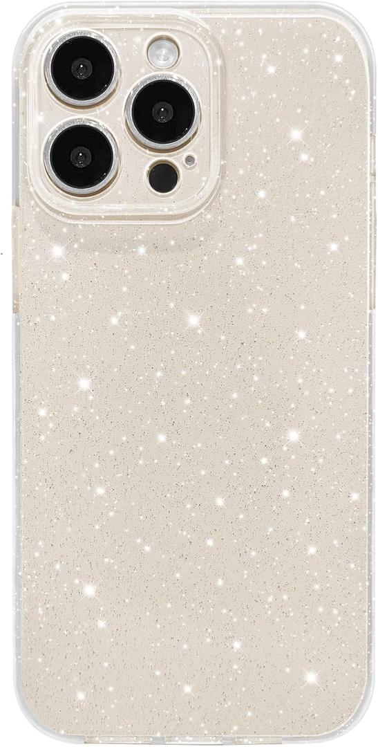 Hython Case for iPhone 14 Pro Max Case Glitter Cute Sparkly Shiny Bling Sparkle Phone Cases 6.7", Thin Slim Fit Soft TPU Bumper Shockproof Rubber Protective Cover for Women Girls Girly, Bright Silver