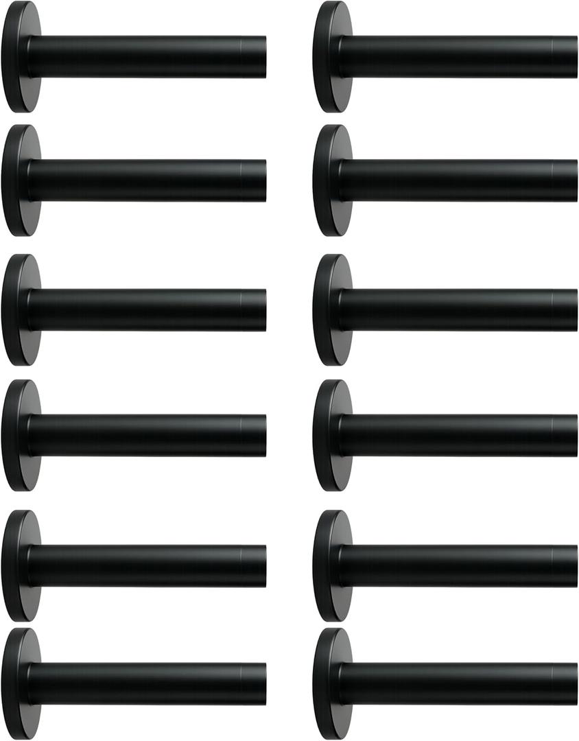 Black Door Stops - 12 Pcs 304 Stainless Steel Heavy Duty Matte Black Door Stopper Set with Rubber Head, Hidden Screw Design for Smooth Surfaces in Kitchen, Bathroom, Bedroom, Office, 3.5 Inch