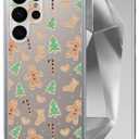 Christmas Phone Case for Samsung Galaxy S25 Ultra - Clear Transparent Soft TPU Protective Cover with Xmas Gingerbread Man Pattern, Shockproof Cute Case for Boys Girls (6.8 Inch)