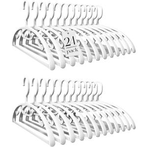 HOUSE DAY Plastic Clothes Hangers 24 Pack, Sweater Hangers No Shoulder Bump, Thick Heavy Duty Coat Hanger for Closet, White Wide Hanger with Non-Slip Hook for Sweaters, Suits, Dresses, Jackets, Pants