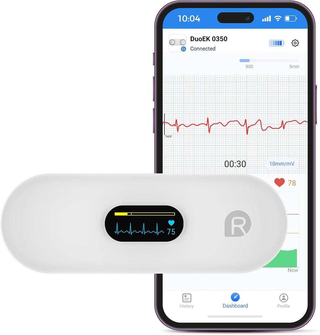 Portable Heart Rate Monitor, Wireless Home Use Heart Rhythm Tracker, Heart Monitoring Devices,Smartphone App Compatible with iOS/Android