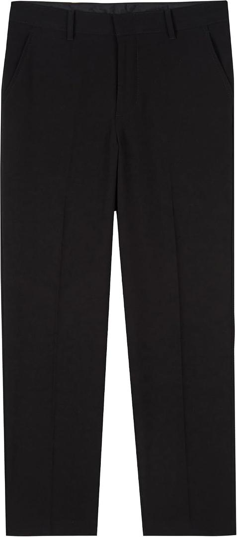 Van Heusen boys Flex Stretch Flat Front Dress Pants (Black) 12