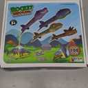 Dinosaur Toy Rocket Launcher for Kids - Launch Up to 100 Ft, 4 Rockets, Outdoor Outside Toys for Kids, Dinosaur Toys, Birthday Gifts for 3 4 5 6 7 8-12 Year Old Boys Girls