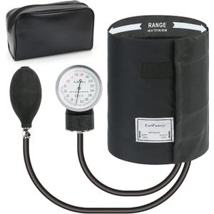 LotFancy XXL Blood Pressure Cuff Manual Adult, Professional Thigh BP Cuff 16"-26", Extra Large Adult Size Sphygmomanometer with Carrying Case and Zero Calibration for Home Use, Nursing Student, Doctor (Black)