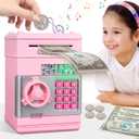 Kids Piggy Bank for Girls - Toys for 5 6 7 8 9 10 Year Old Girl Birthday Gifts - Electronic Piggy Bank ATM Machine Money Safe for Kids Toys Age 6-8-10 (Pink)