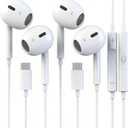 2 Pack Headphones with USB-C Plug, Wired Ear Buds with Built-in Remote to Control Music, Phone Calls, and Volume,Compatible for iPhone 15 16 17 Pro Max Plus