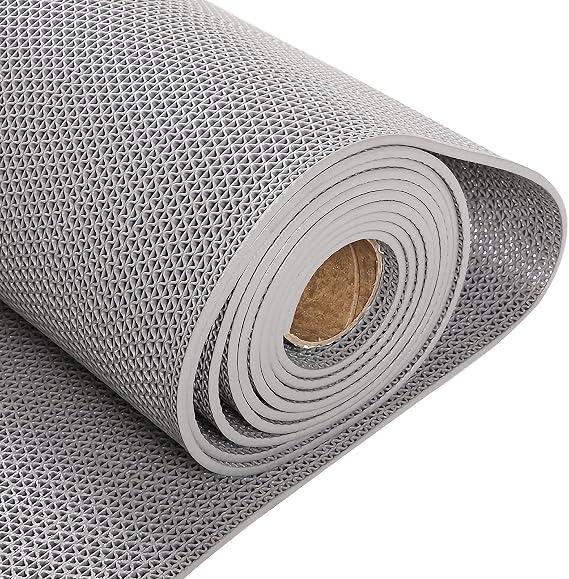 Non-Slip PVC Drainage Mat Commercial Waterproof Floor Mat, 5mm Thick Indoor Outdoor Wet Area S-Sd Carpet, for Bathroom, Swimming Pool, Kitchen, Can Be Cut (Color : Grey)