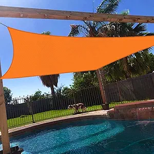 16' x 20' Sun Shade Sail Rectangle Outdoor Canopy Cover UV Block for Backyard Porch Pergola Deck Garden Patio (Orange)