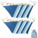 2 Sets of Blue Pennant Wooden Bead Banner Nursery Garland 20pcs Royal Linen Fabric Flags Triangle Streamers for Baby Room Decor Kids Boys Nautical Birthday Baby Shower Boho Event Party Decorations