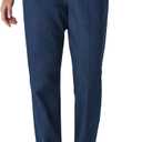 Chic Classic Collection Women's Cotton Pull-on Pant with Elastic Waist (12 Petite US, Original Stonewash Denim)